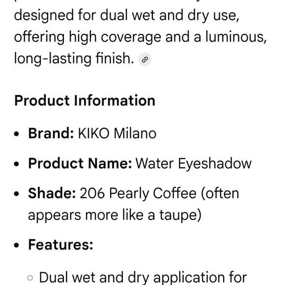 Kiko Water Eyeshadow Pearly Coffee #206 NEW - Picture 4 of 4